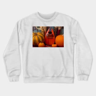 Old Mandolin And Autumn Pumpkins Crewneck Sweatshirt